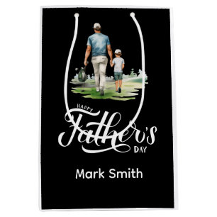 Bolsa De Regalo Mediana Día del Padre de golf con padre e hijo en el green