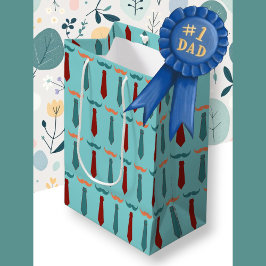 Bolsa De Regalo Mediana Día del Padre Verde azulado y Naranja empate a pap