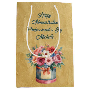 Bolsa De Regalo Mediana Día del Profesional Administrativo Elegante de Oro