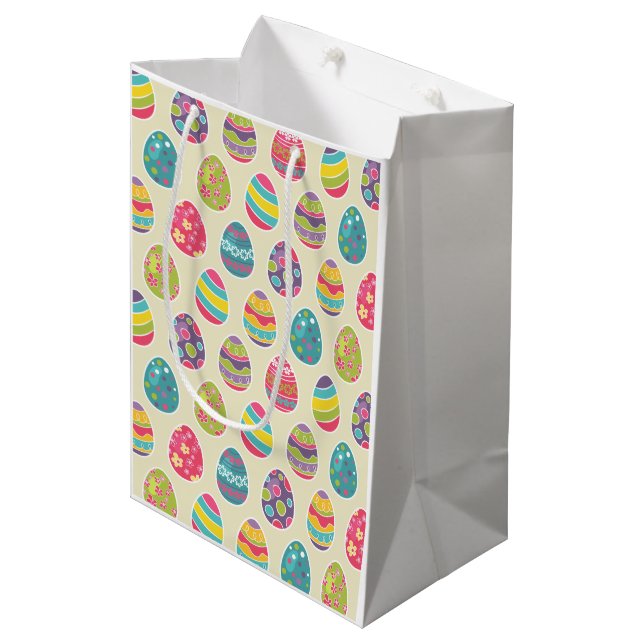 Bolsa De Regalo Mediana Día feliz retro con clase de Pascua de los huevos (Angulo Anverso)