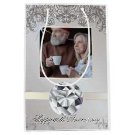 Bolsa De Regalo Mediana Diamante 60° Aniversario Boda Pareja Foto Amor