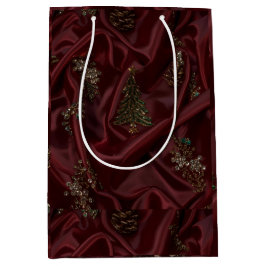 Bolsa De Regalo Mediana Diamante de aspecto de seda de Borgoña