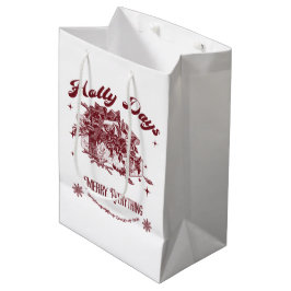 Bolsa De Regalo Mediana Días de Acebo Navidad Vintage