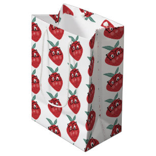 Bolsa De Regalo Mediana Dibujo animado de fresa linda a mano