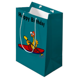 Bolsa De Regalo Mediana Dibujo animado kayaking del pollo de goma