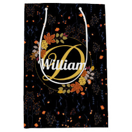 Bolsa De Regalo Mediana Dibujo botánico de hoja floral vintage único