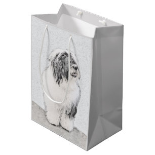 Bolsa De Regalo Mediana Dibujo de color con barba - Arte de perro original