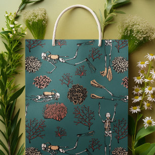 Bolsa De Regalo Mediana Dibujo De Coral De Buceo De Natación Azul Artsy Sc