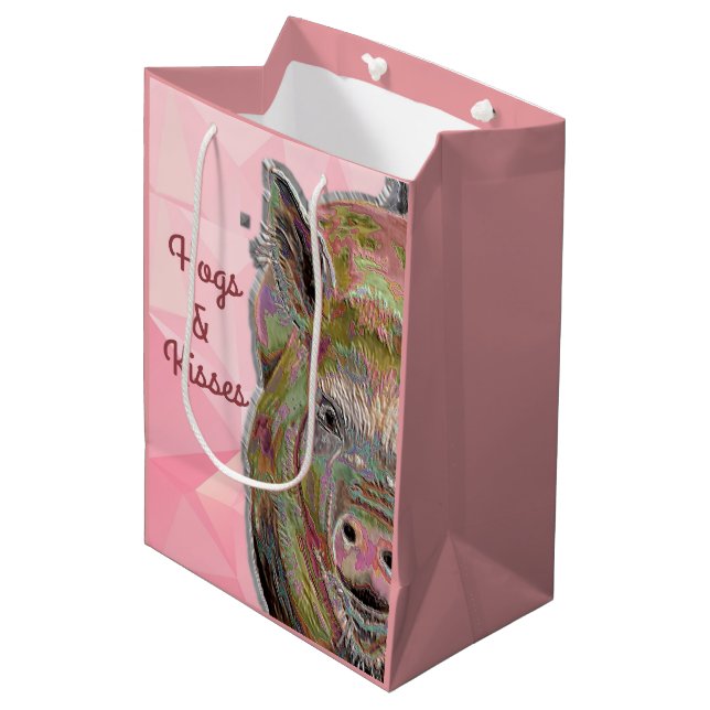 Bolsa De Regalo Mediana Dibujo de garrapatas rosadas y besas pastas (Angulo Anverso)