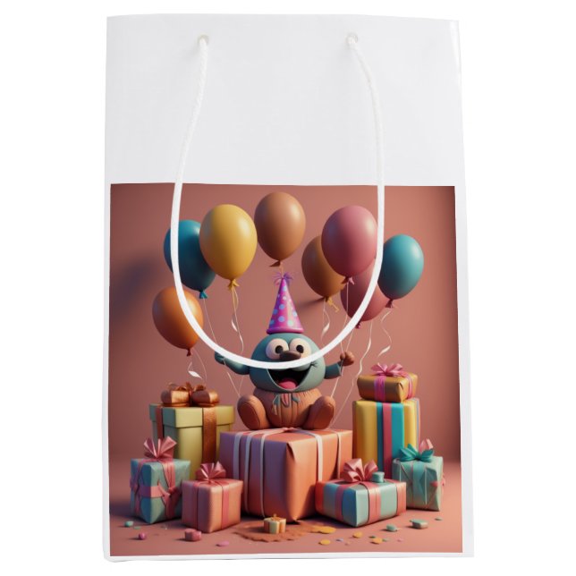 Bolsa De Regalo Mediana Dibujo de globos adorables (Anverso)