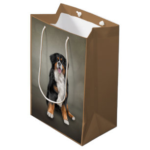 Bolsa De Regalo Mediana Dibujo de Perro de montaña Bernés