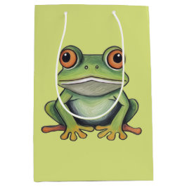 Bolsa De Regalo Mediana Dibujo de rana con lápiz de colores