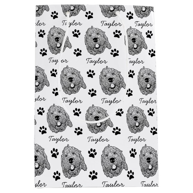 Bolsa De Regalo Mediana Dibujo personalizado del perro personalizado Golde (Anverso)