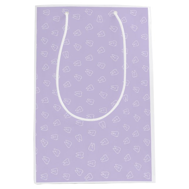Bolsa De Regalo Mediana Diente Sonriente Adorable - Lavanda  (Anverso)