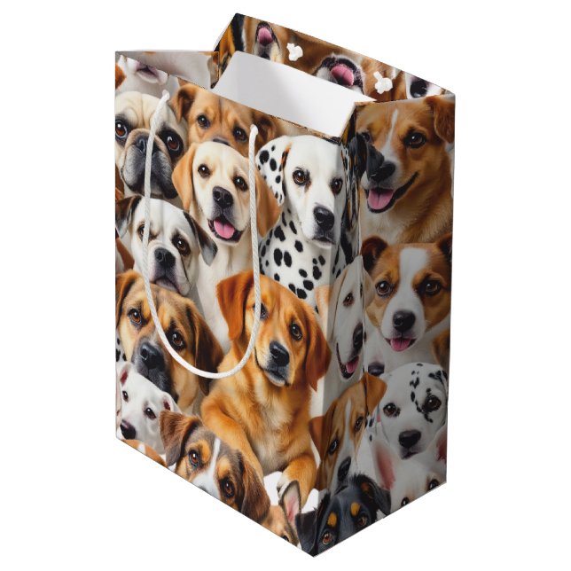 Bolsa De Regalo Mediana Diferentes razas de perros (Angulo reverso)