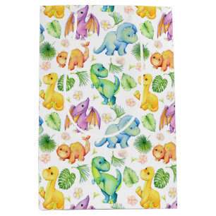 Bolsa De Regalo Mediana Dinosaurio bebé colorido