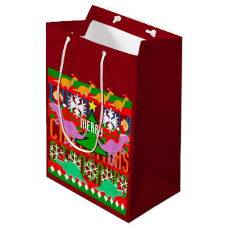 Bolsa De Regalo Mediana Dinosaurios lindos del navidad del modelo feo del