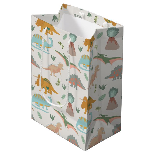 Bolsa De Regalo Mediana Dinosaurs Kids Hand Drawn Boho Dinosaur Pattern (Angulo Anverso)