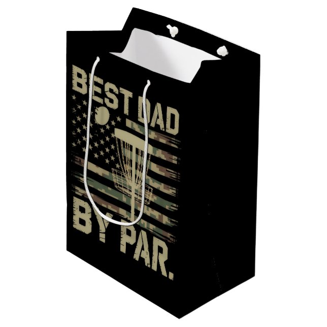 Bolsa De Regalo Mediana Disc Golf Frisbee Best Dad Par Camo US flag Golfer (Angulo Anverso)