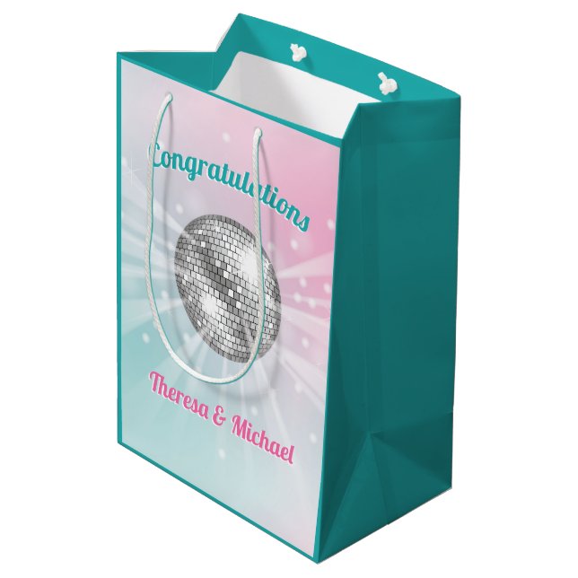Bolsa De Regalo Mediana Disco Ball Baby Shower Groovy (Angulo reverso)