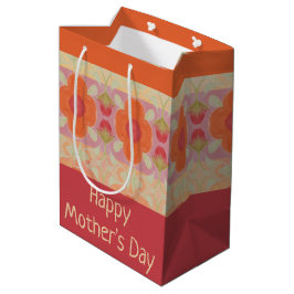 Bolsa De Regalo Mediana Diseñador de flores de naranja