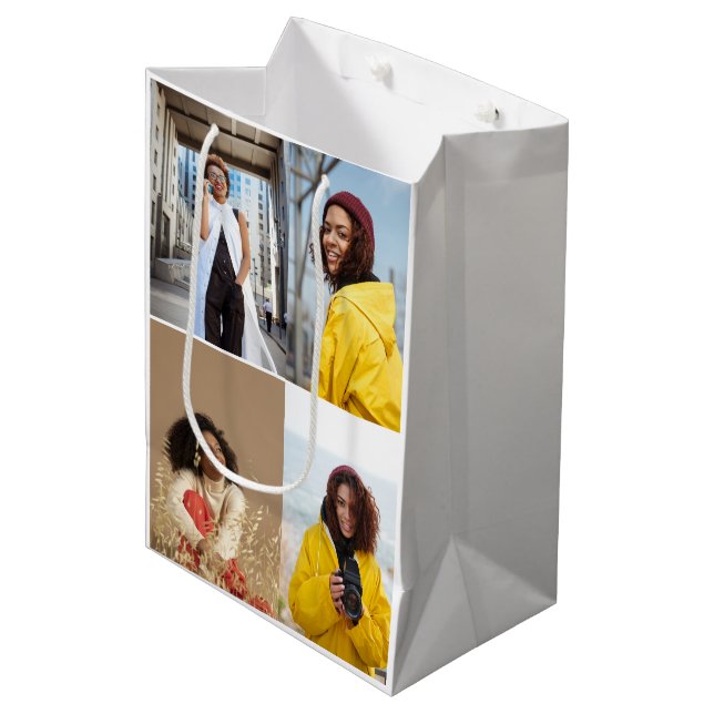 Bolsa De Regalo Mediana Diseñar su propio Collage de fotos 4 (Angulo Anverso)