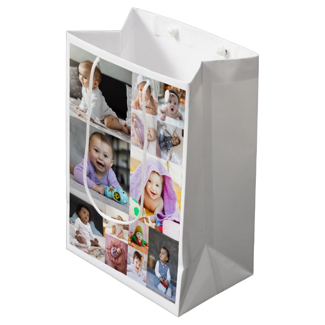 Bolsa De Regalo Mediana Diseñar su propio Collage de fotos de 13 (Angulo Anverso)