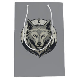 Bolsa De Regalo Mediana Diseño Antiguo Cabeza de Lobo Luna Mística