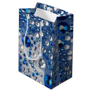 Bolsa De Regalo Mediana Diseño azul del modelo de Jean de los diamantes