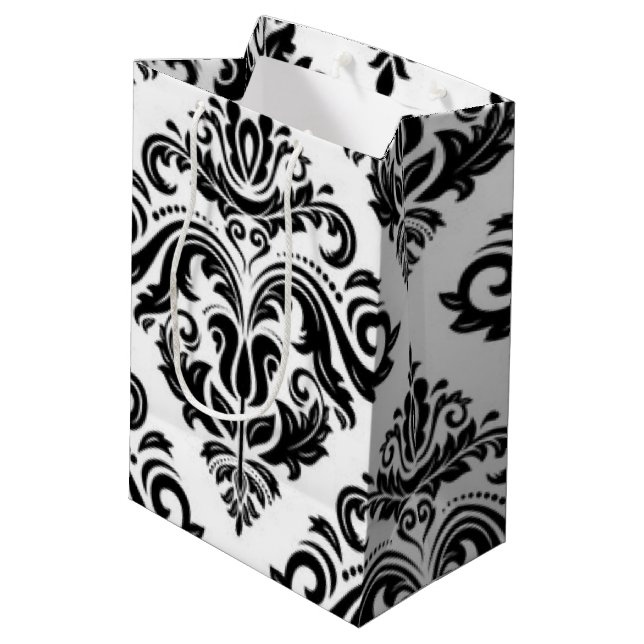 Bolsa De Regalo Mediana Diseño blanco negro de la impresión del modelo del (Angulo reverso)