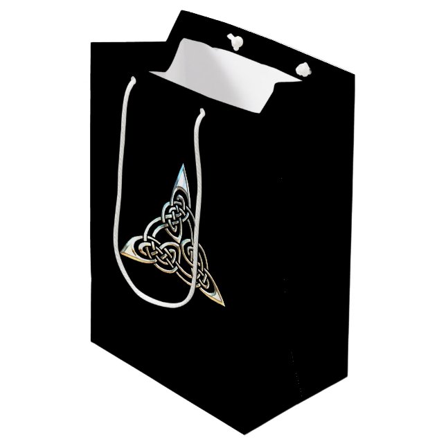 Bolsa De Regalo Mediana Diseño céltico del nudo de los espirales negros de (Angulo Anverso)