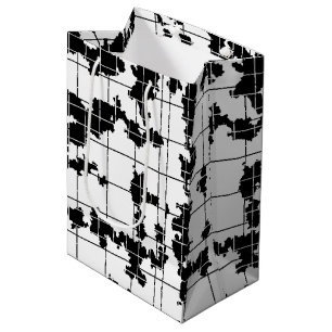 Bolsa De Regalo Mediana Diseño de arte abstracto orgánico blanco y negro