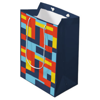 Bolsa De Regalo Mediana Diseño de bloque sólido retro / Conjunto 2