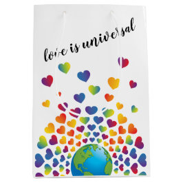 Bolsa De Regalo Mediana Diseño de corazón de arcoíris colorido minimalista