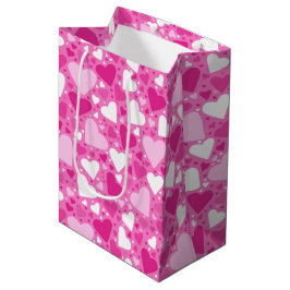 Bolsa De Regalo Mediana Diseño de Corazones Rosas para la Concienciación s