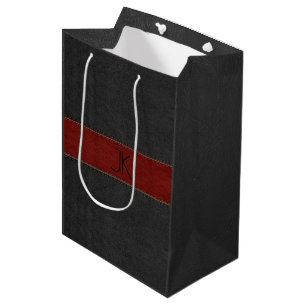 Bolsa De Regalo Mediana Diseño de cuero negro y rojo