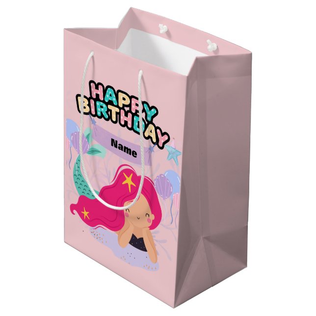 Bolsa De Regalo Mediana Diseño de cumpleaños de sirvienta - Subacuático (Angulo reverso)