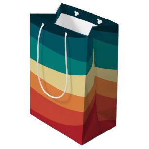 Bolsa De Regalo Mediana Diseño de curvas de estilo retro coloridas