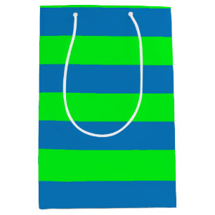 Bolsa De Regalo Mediana Diseño de franjas azules y verdes