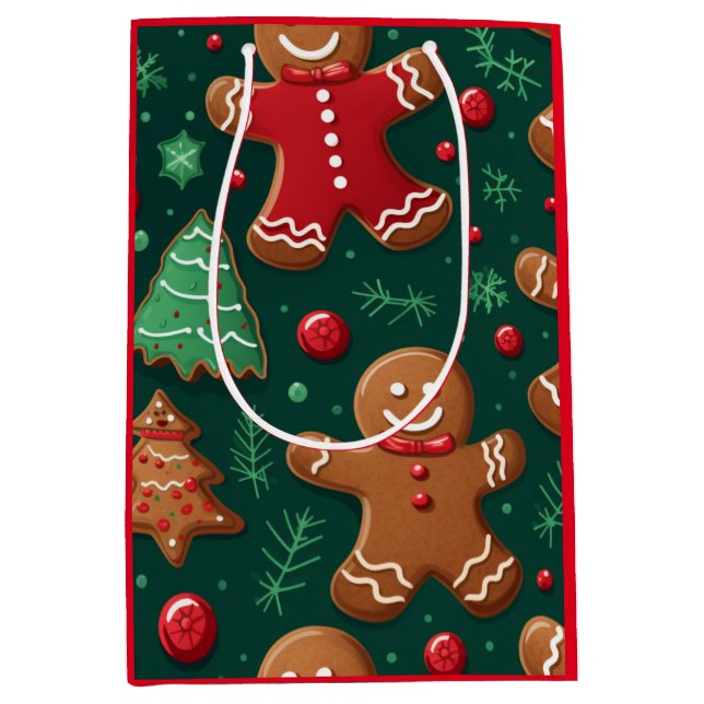 Bolsa De Regalo Mediana Diseño de Gingerbread para navidades (Anverso)