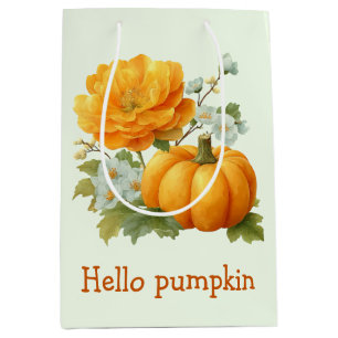 Bolsa De Regalo Mediana Diseño de Halloween con calabaza floral