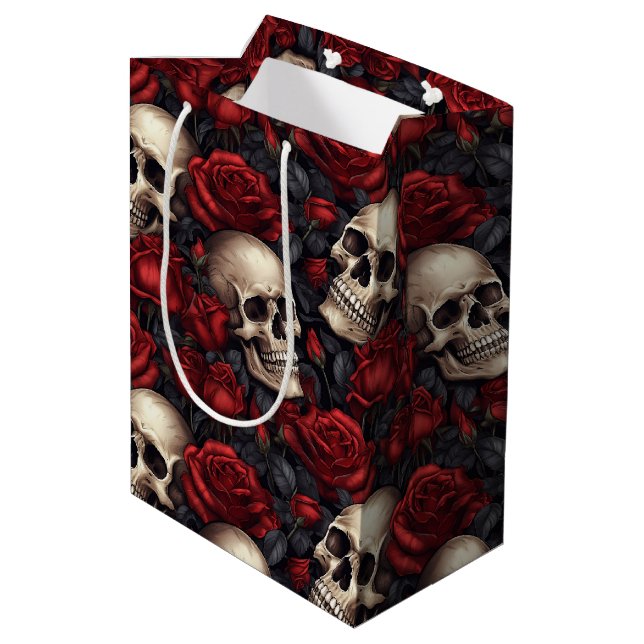 Bolsa De Regalo Mediana Diseño de la serie Skull y Rosas 10 (Angulo reverso)