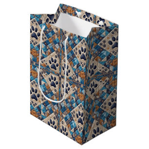 Bolsa De Regalo Mediana Diseño de la trama de la huella dactilar del perro