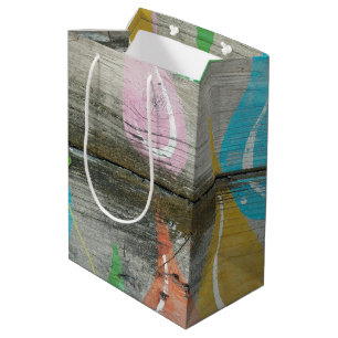 Bolsa De Regalo Mediana Diseño de madera rústica