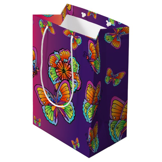 Bolsa De Regalo Mediana Diseño de mariposa (Angulo reverso)