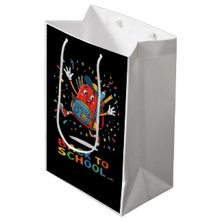 Bolsa De Regalo Mediana Diseño de mochila escolar saltarina linda de vuelt