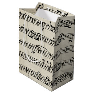 Bolsa De Regalo Mediana Diseño de música de hojas