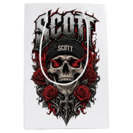 Bolsa De Regalo Mediana Diseño de nombre personalizado Scott Gothic Skull