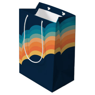 Bolsa De Regalo Mediana Diseño de nubes de estilo retro colorido