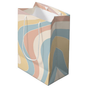 Bolsa De Regalo Mediana Diseño de olas Groovy de estilo retro en tonos pas